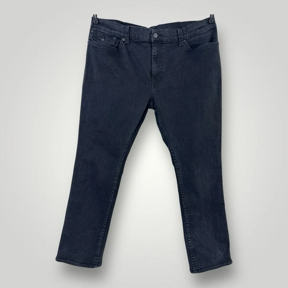 TRUE RELIGION‎ JEANS RICKY Mens 46x28 Black Zip Up Hems **ALTERED SEE NOTES**